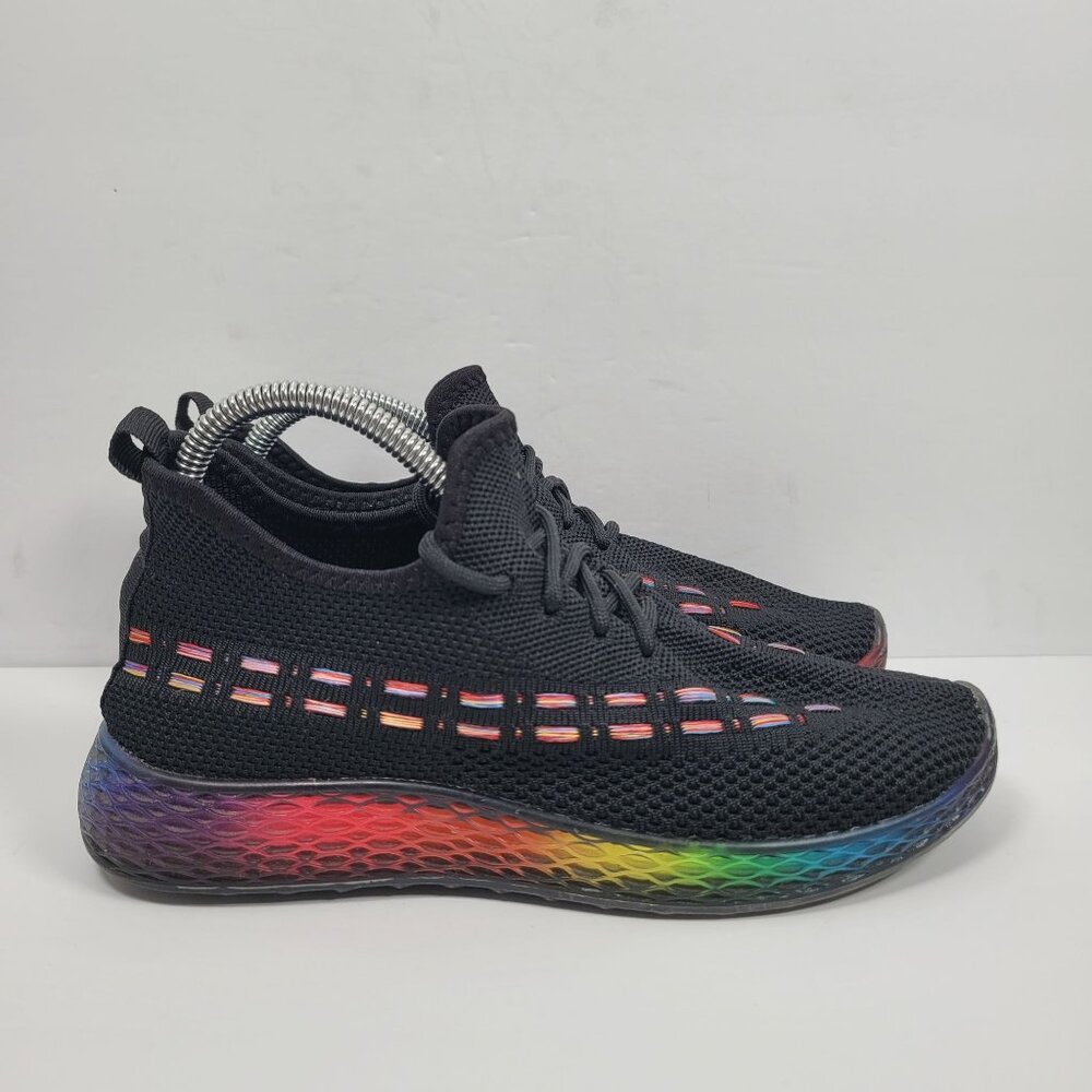 Wanted Women's Streak Rainbow Sole Black Sneakers US Size 6.5